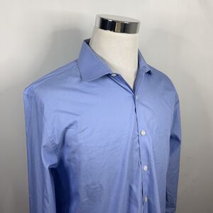Kenneth Cole Reaction 17 36/37 Slim Fit Dress Shirt Light Blue 100% Cotton